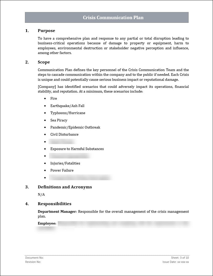 ISO 22301 Crisis Communication Plan Template