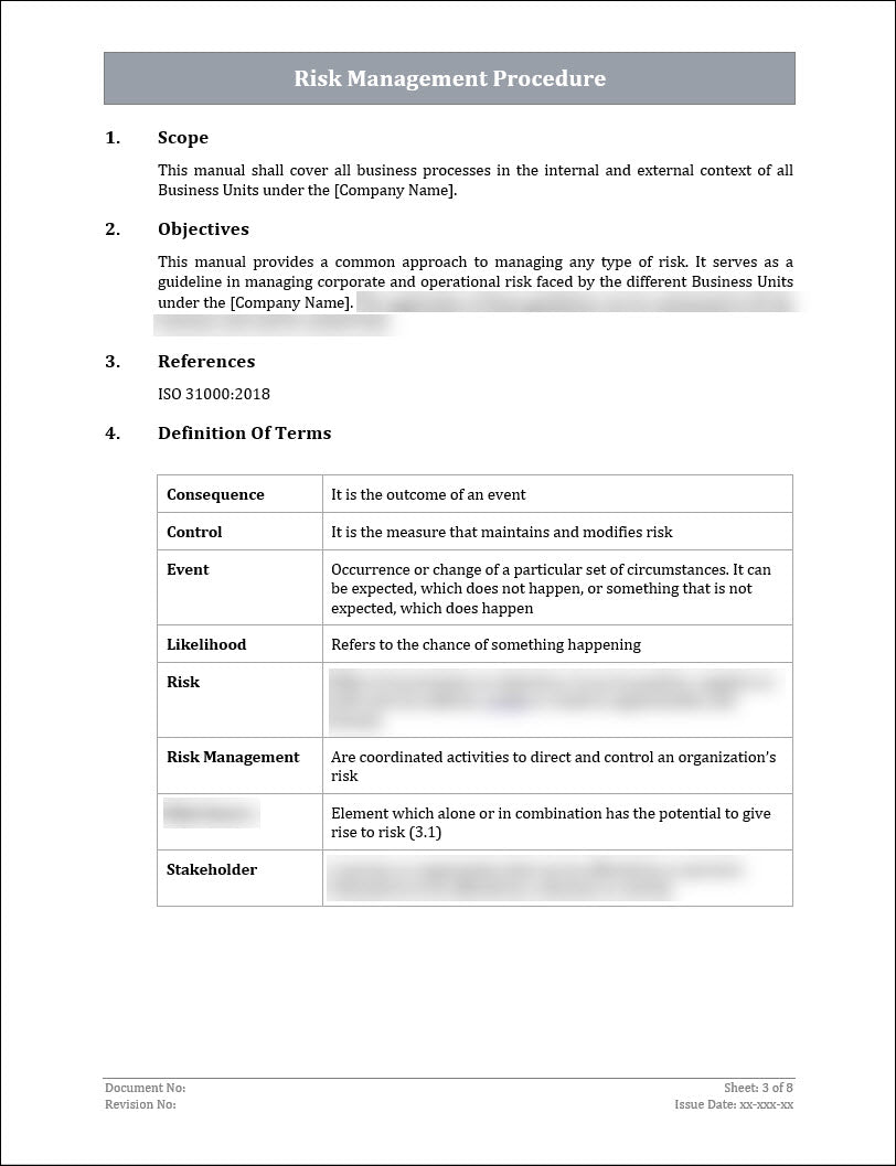 ISO 22301 Risk Management Procedure 