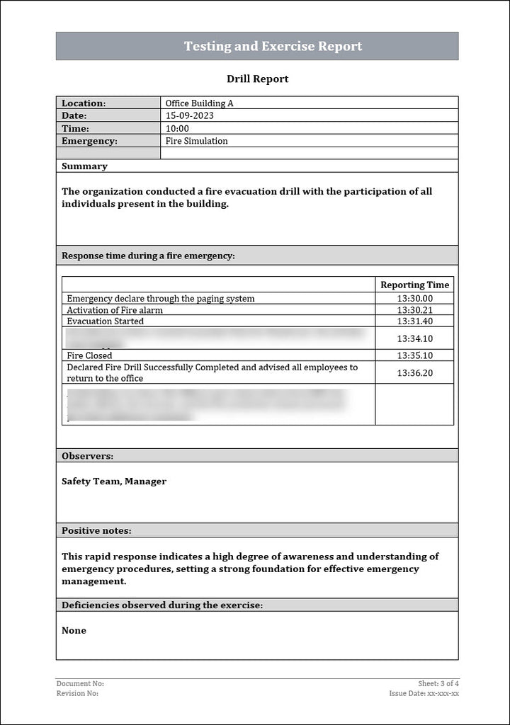 ISO 22301 Testing and Exercise Report Template