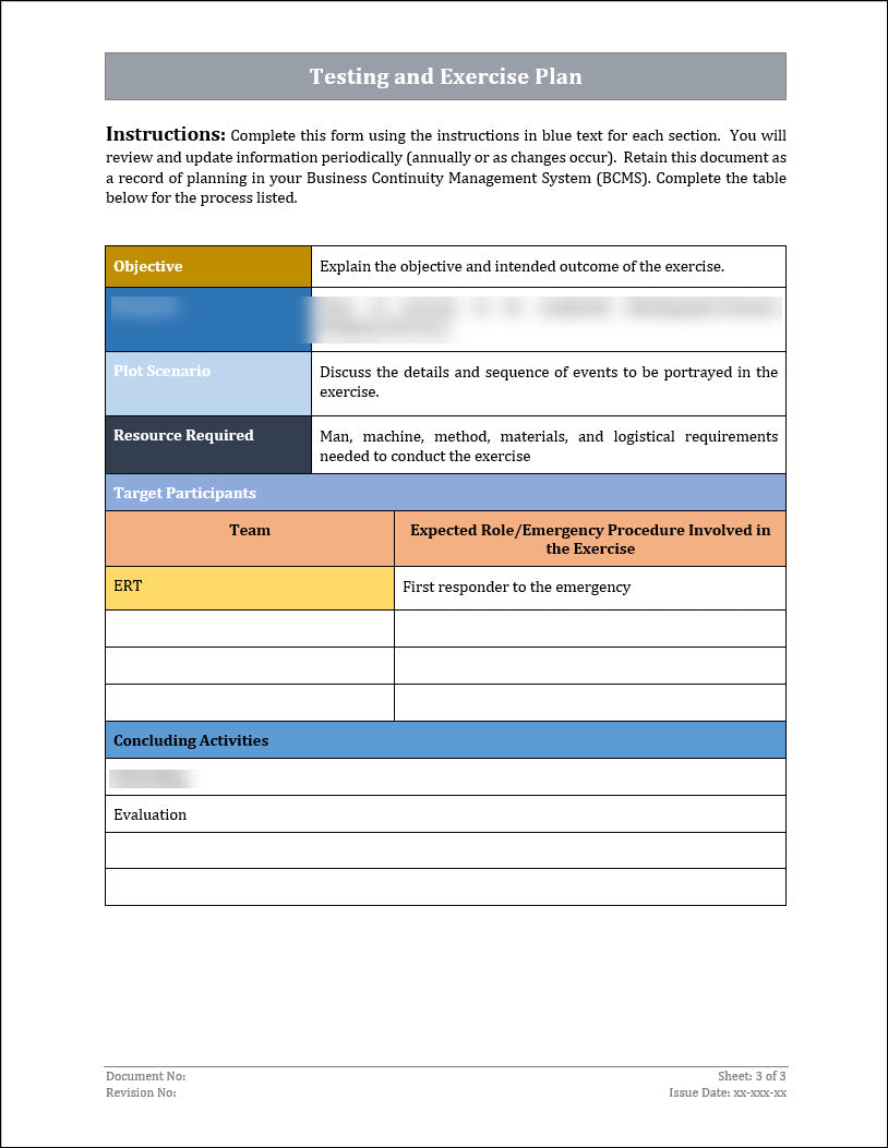 ISO 22301 Testing and Exercise Plan 