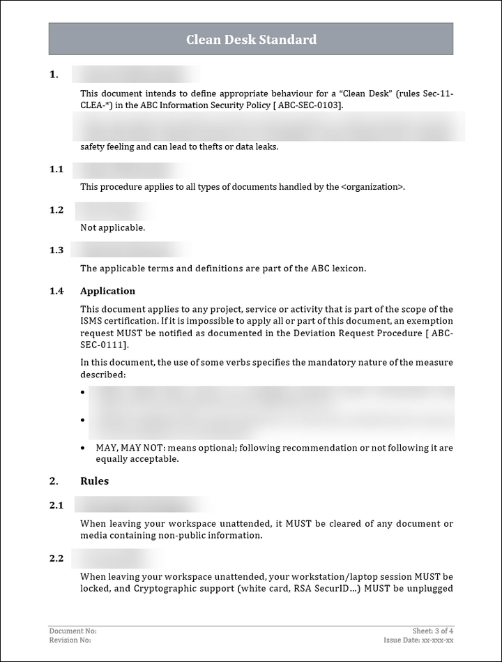 ISO 27001:2022-Clean Desk Standard Policy