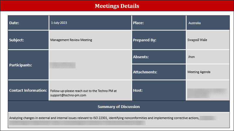 ISO 22301 Management Review  Meeting Agenda PPT