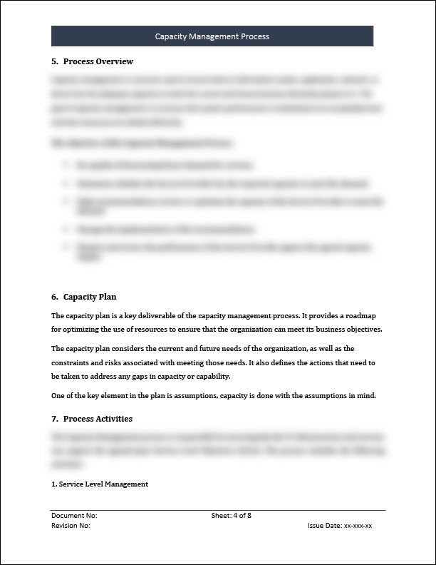 Capacity Model Document ISO 20000 Capacity Management Process Template – ISO Templates and ...