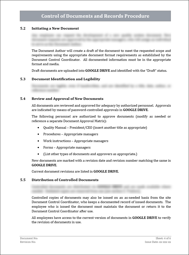 ISO 22301 Control of Documents and Records Procedure Template