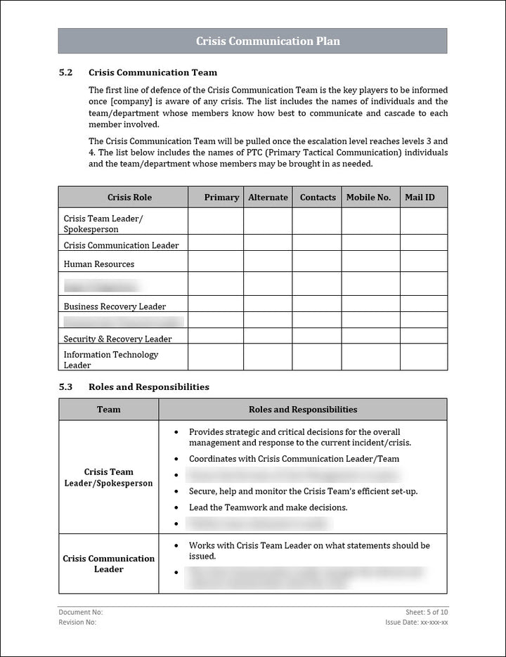 ISO 22301 Crisis Communication Plan Template