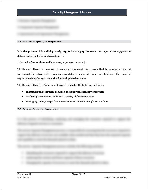Example Capacity Management Resume ISO 20000 Capacity Management Process Template – ISO Templates and ...