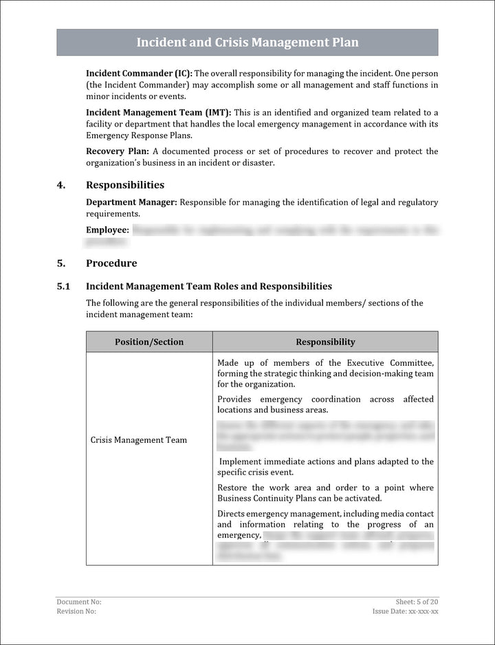 ISO 22301 Incident Management Plan