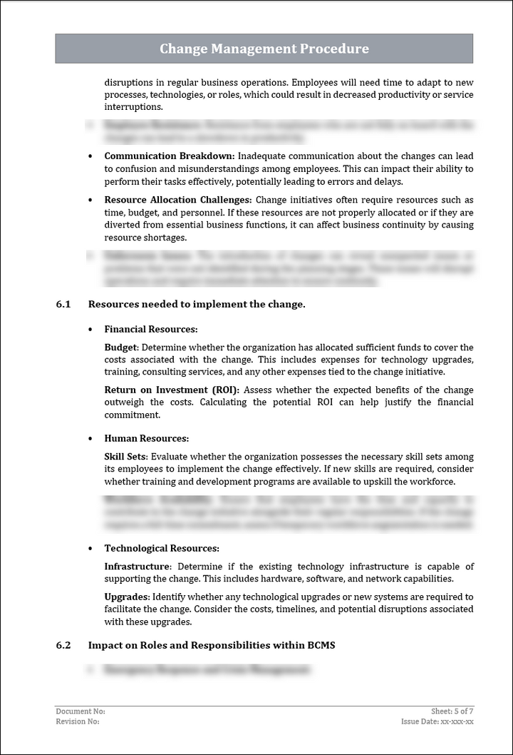 ISO 22301 Change Management Procedure Template