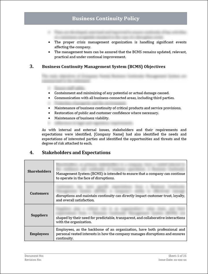 ISO 22301 BCMS Policy