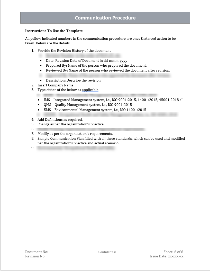 ISO 22301 Communication Procedure and Plan Template