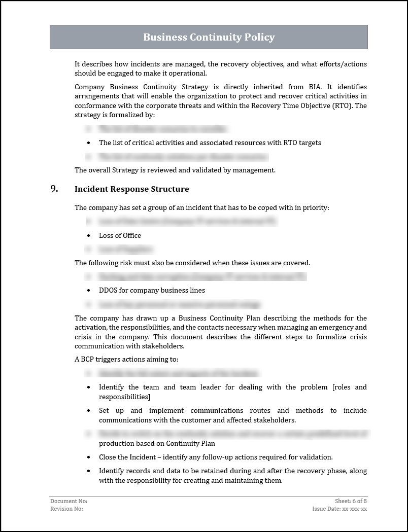 Iso 22301 Example ISO 22301 Business Continuity Policy Template – ISO Templates and ...