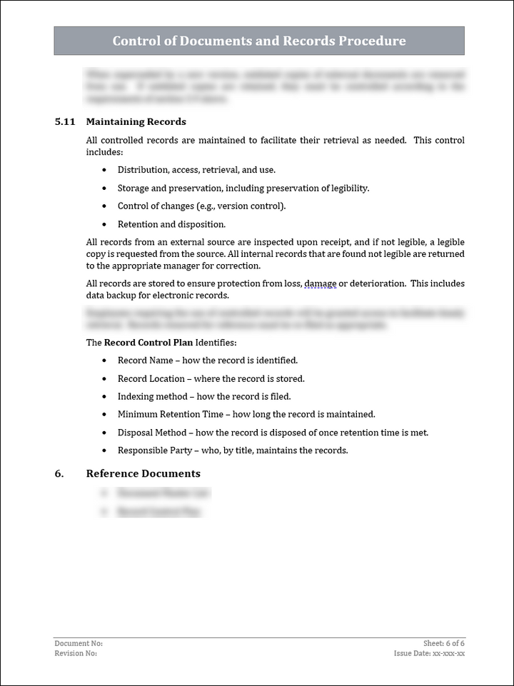 ISO 22301 Control of Documents and Records Procedure Template