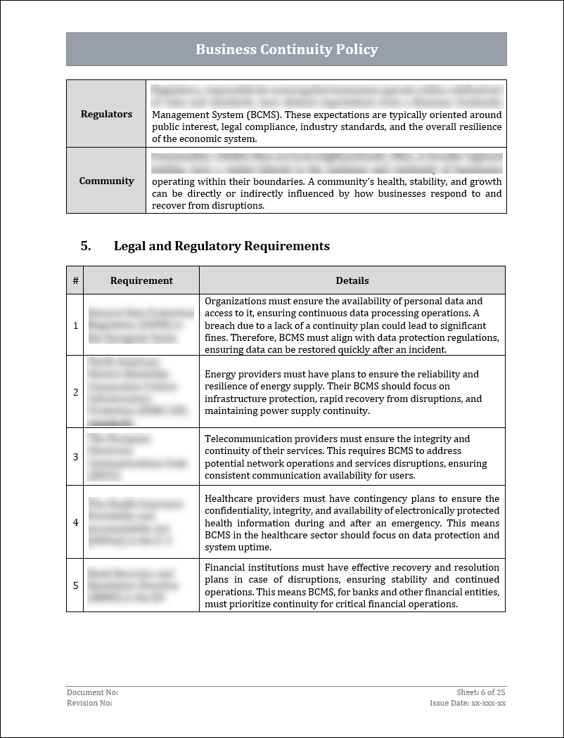 ISO 22301 BCMS Policy