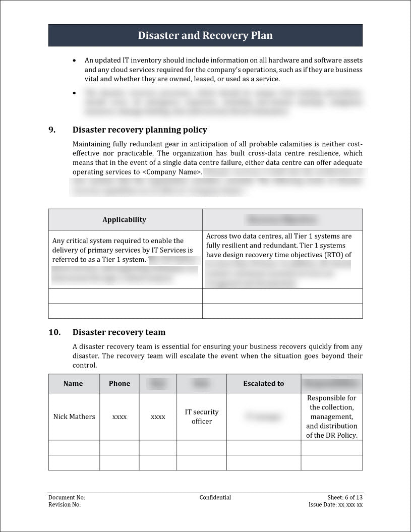 ISO 27001:2022 - Disaster And Recovery Plan Template