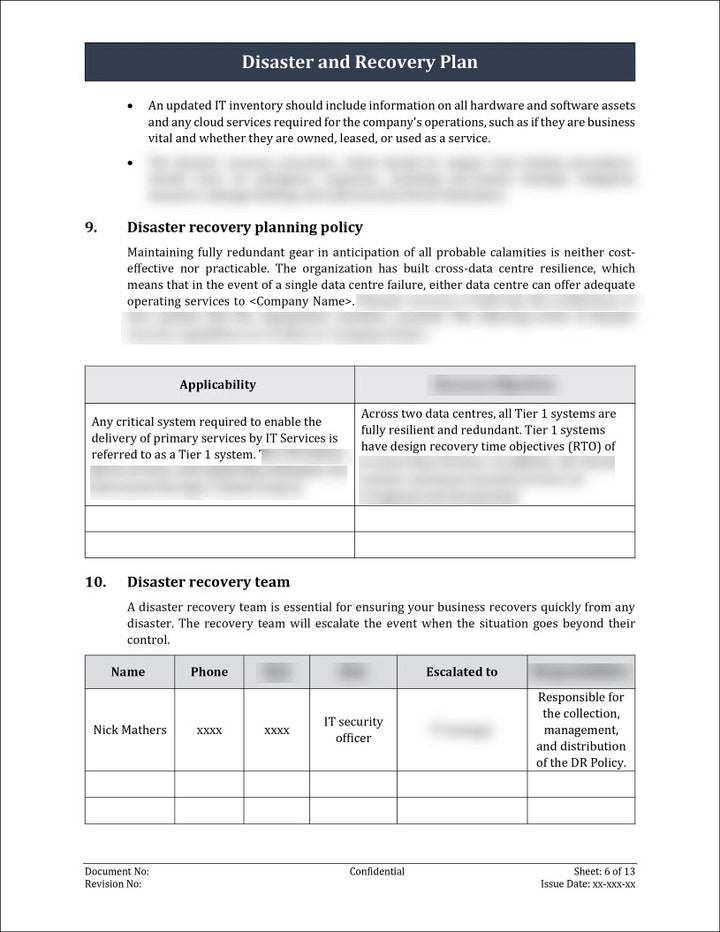 ISO 27001:2022 - Disaster And Recovery Plan Template