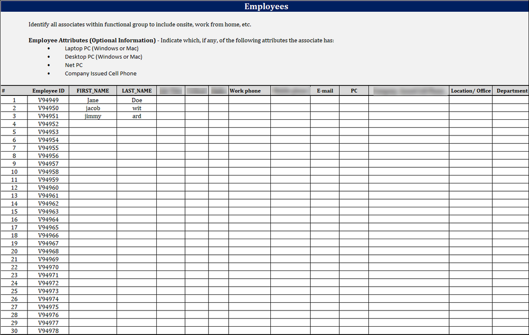 ISO 22301 Data Gathering Worksheet 