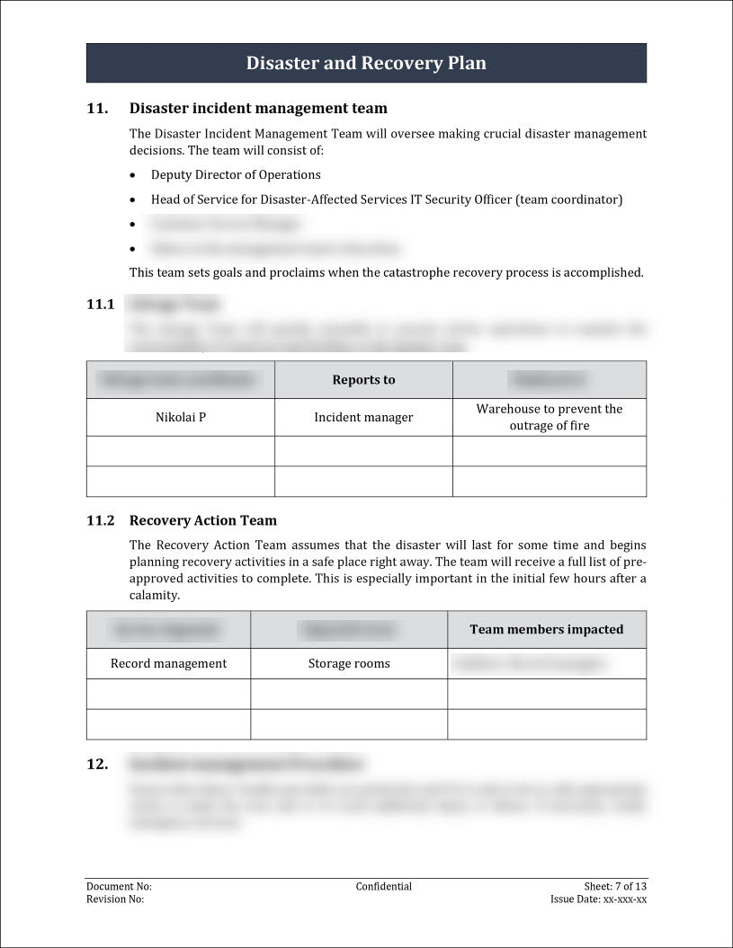 ISO 27001:2022 - Disaster And Recovery Plan Template