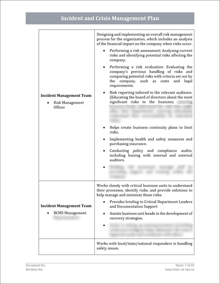 ISO 22301 Incident Management Plan