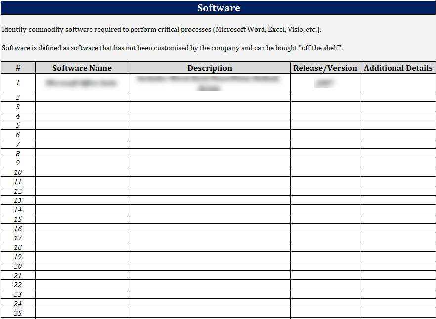 ISO 22301 Data Gathering Worksheet 