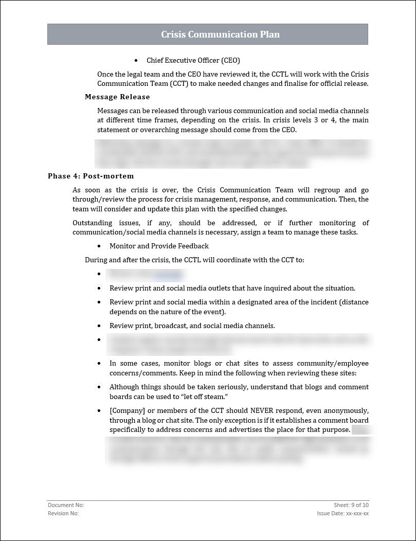 ISO 22301 Crisis Communication Plan Template