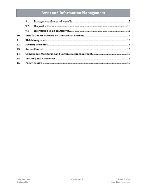 ISO 27001 Asset Management Policy 