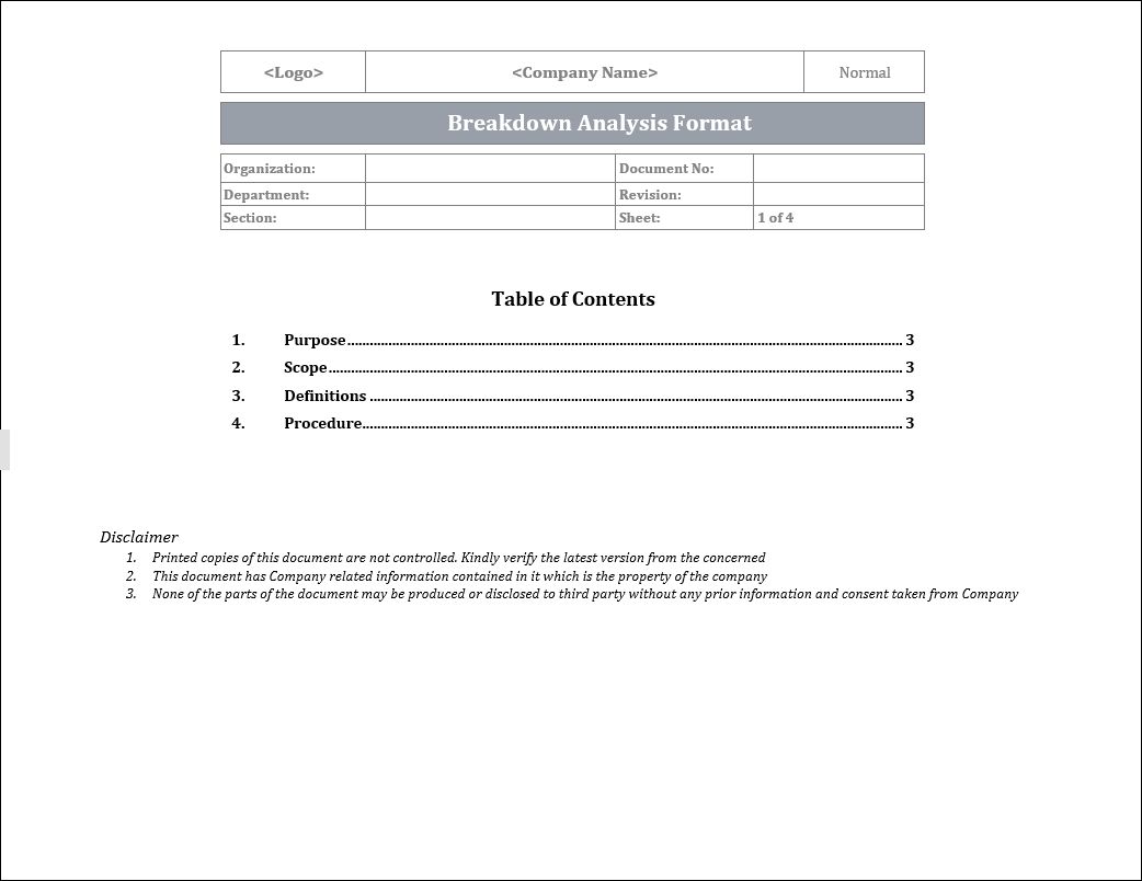 Example Ims Task Breakdown IMS Breakdown Analysis Report Template | Equipment Failure Analysis Fo ...