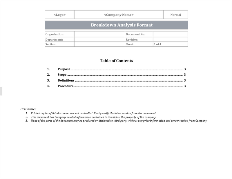 IMS Breakdown Analysis Report Template | Equipment Failure Analysis Fo ...