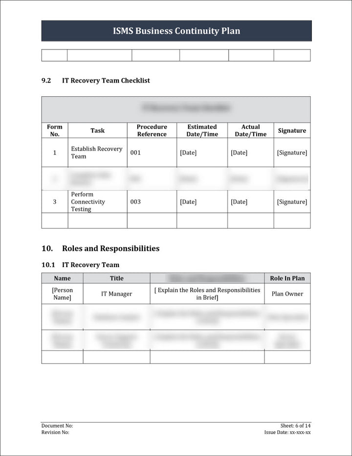 ISO 27001:2022 - Business Continuity Plan Template