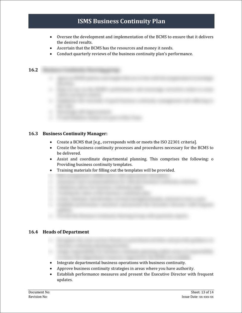 ISO 27001:2022 - Business Continuity Plan Template