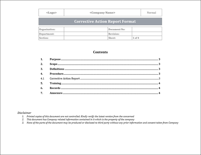 Corrective Action Report Template | ISO 9001 CAPA Format (Editable Wor ...