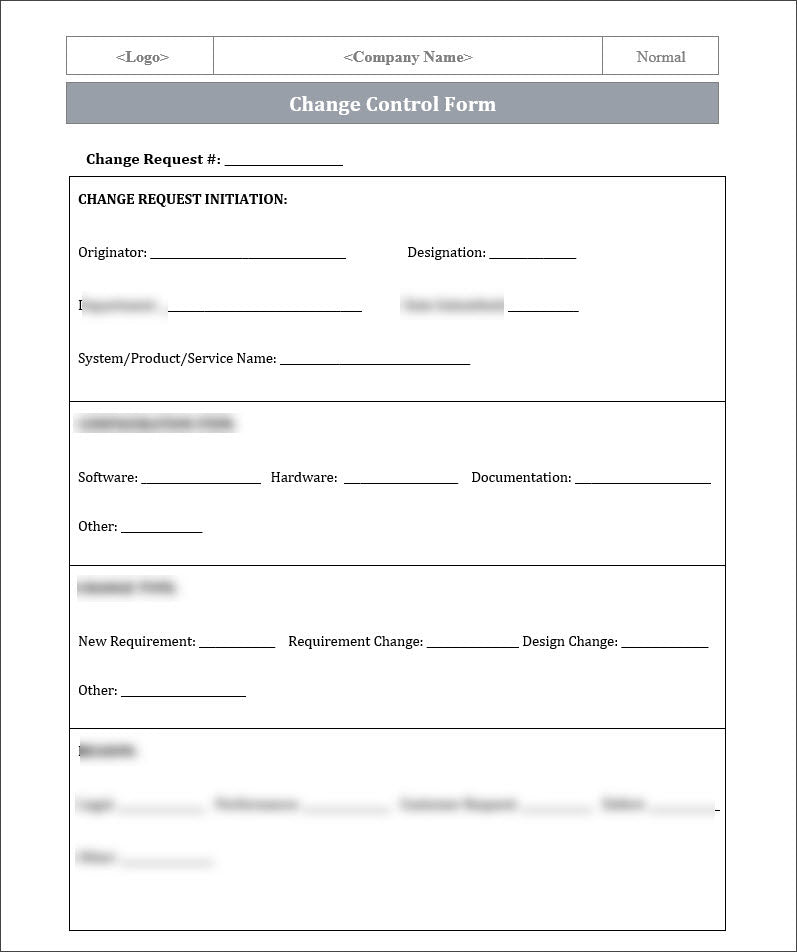 ISO 9001 Change Control Form Template