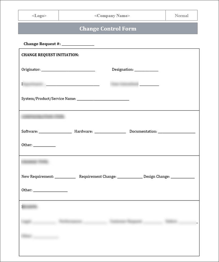 ISO 9001 Change Control Form Template