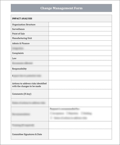 ISO 9001 Change Management Form Template