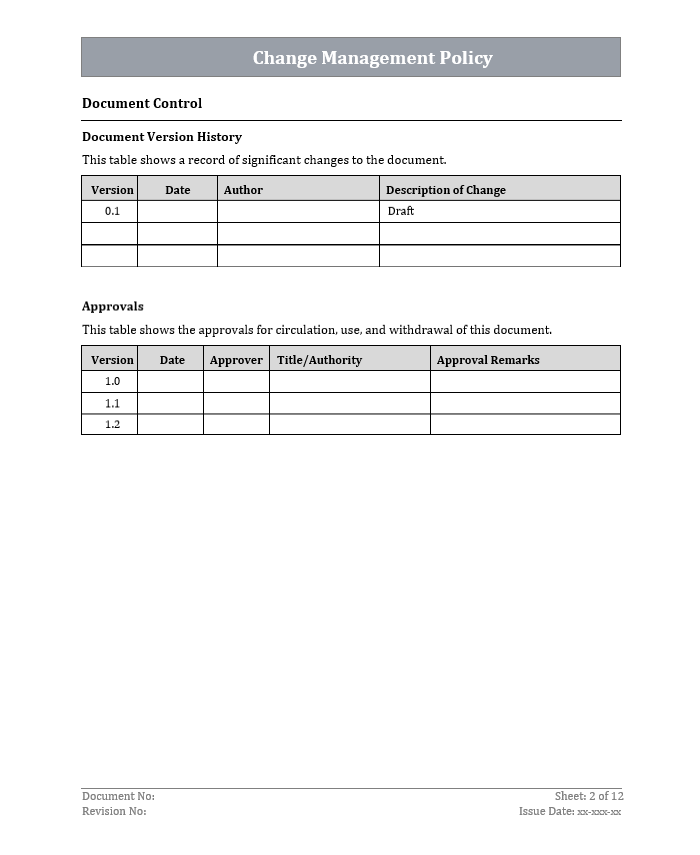 ISO 27001 - Change Management Policy Template