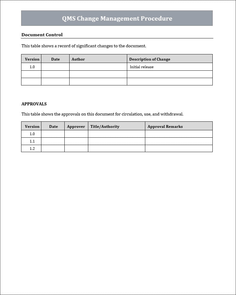 ISO 9001 QMS Change Management Procedure | ISO Management of Change