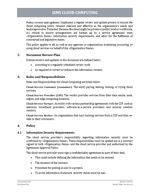 ISO 27001 Cloud Computing Template