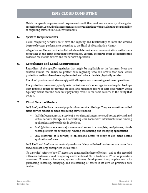 ISO 27001 Cloud Computing Template