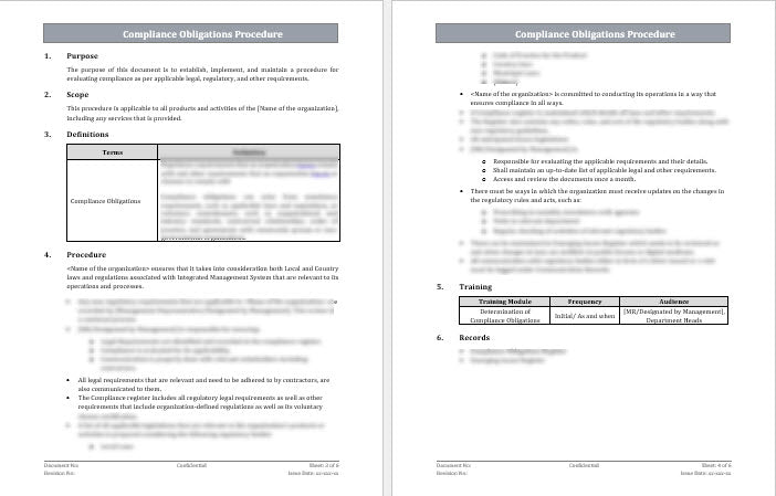 IMS Compliance Obligations Procedure Template | Editable Word Format ...