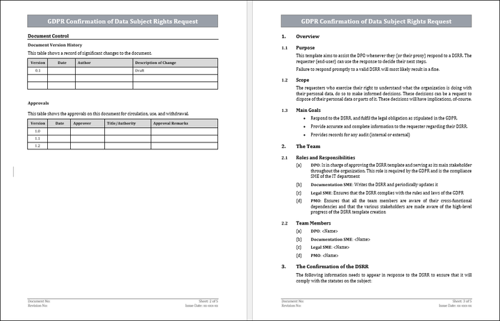 GDPR Confirmation of Data Subject Rights Request Template