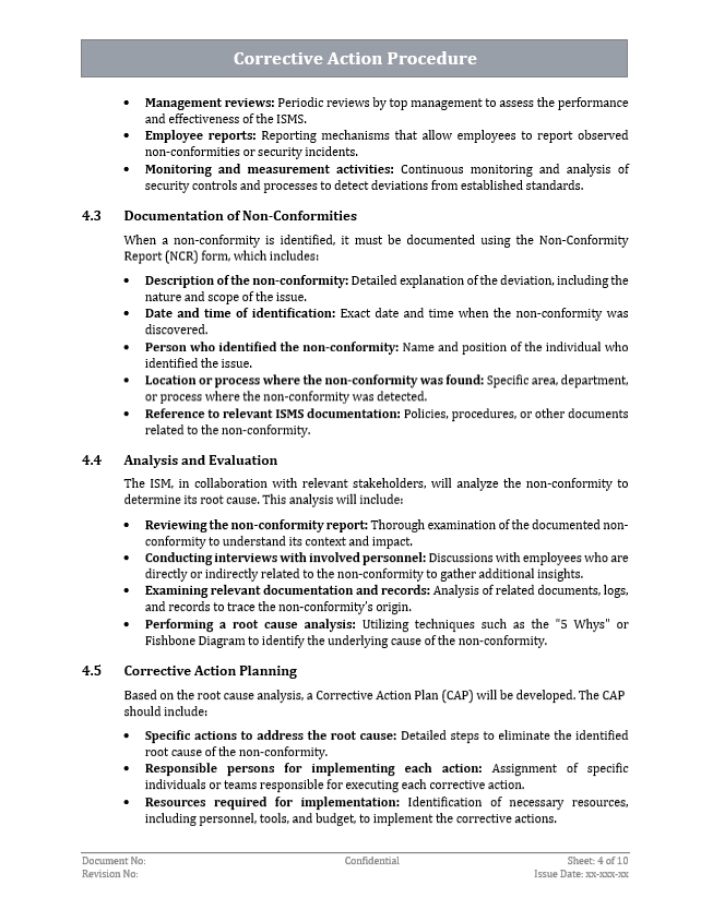 ISO 27001 - Non Conformity And Corrective Action Procedure Template