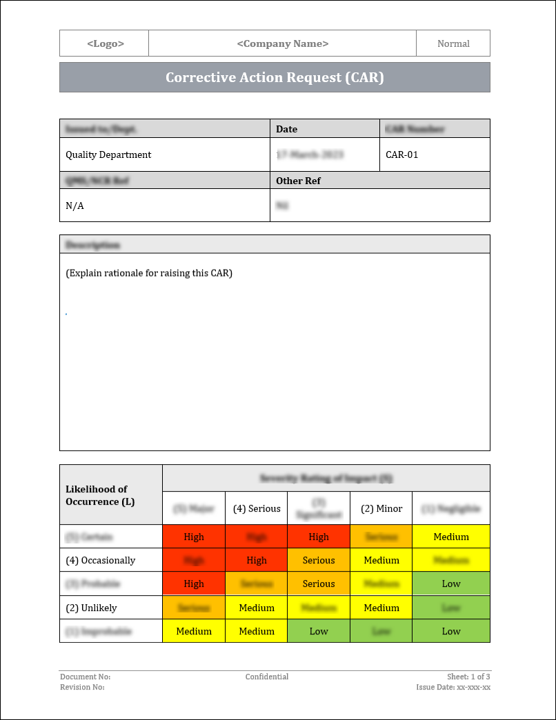 ISO 9001QMS Corrective Action Request Template ISO Templates and ISO 9001QMS Corrective Action Request Template ISO Templates and