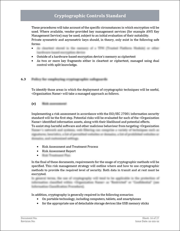 ISO 27001 - Cryptographic Controls Policy Template