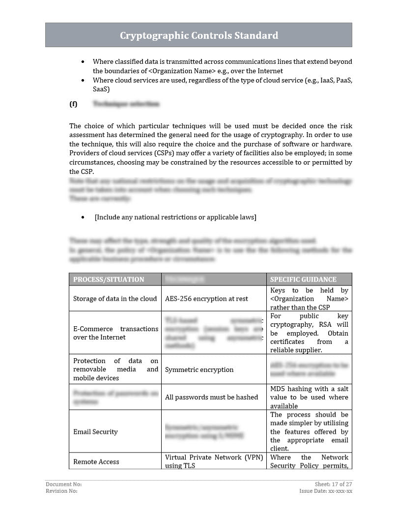 ISO 27001 - Cryptographic Controls Policy Template