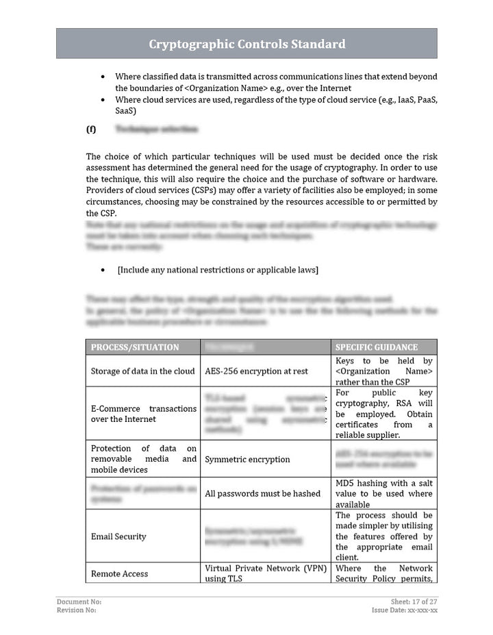 ISO 27001 - Cryptographic Controls Policy Template