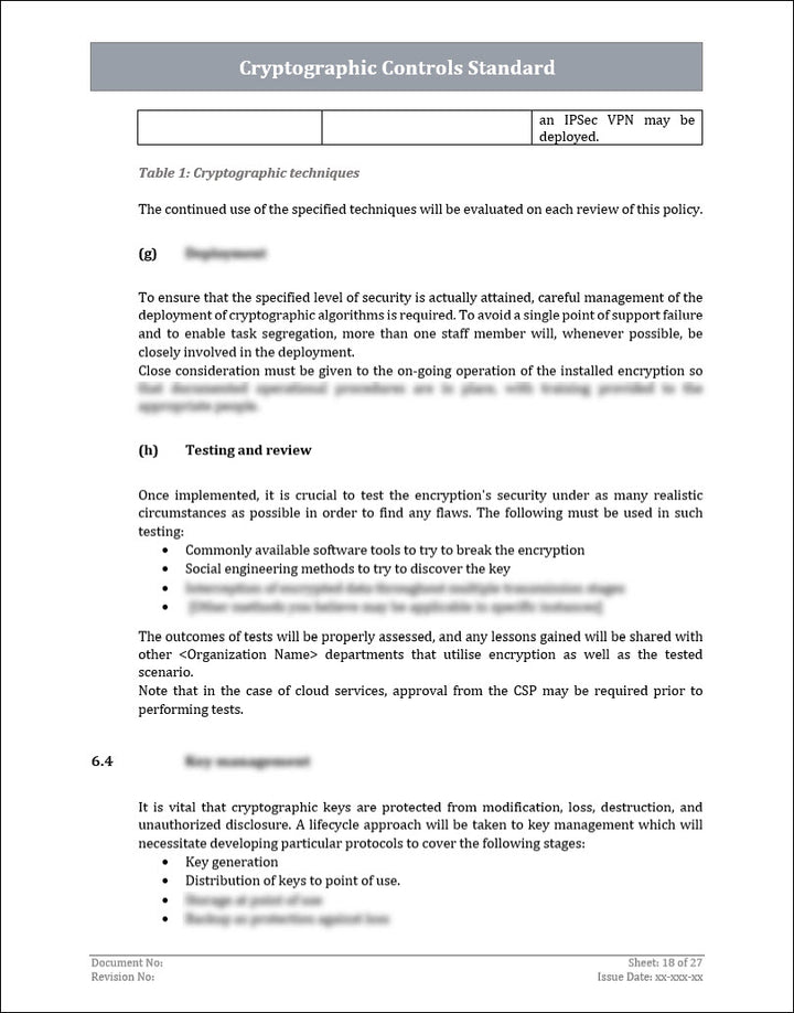 ISO 27001:2022 - Cryptographic Controls Policy Template