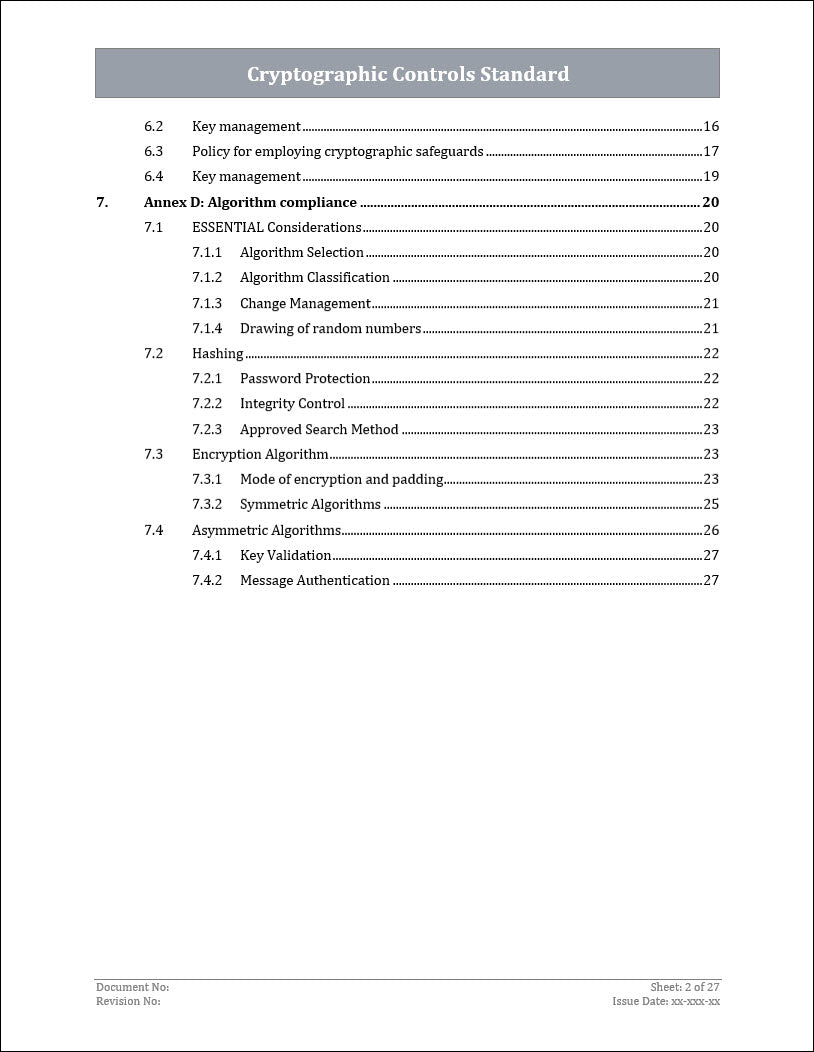 ISO 27001 - Cryptographic Controls Policy Template