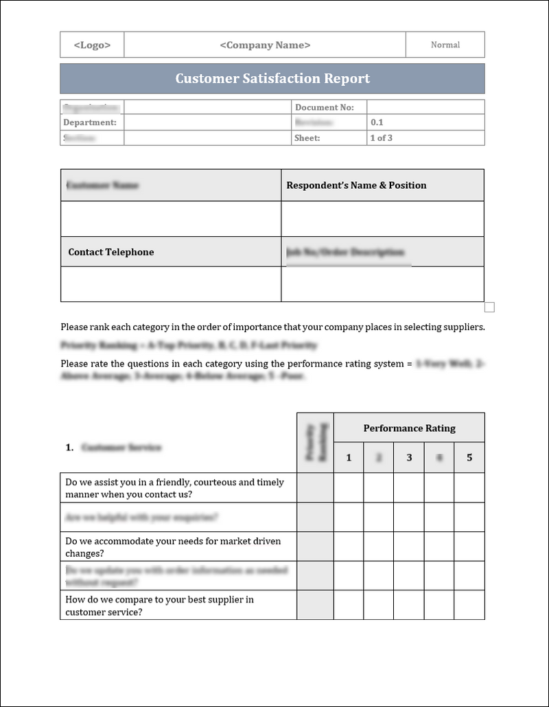 ISO 9001:QMS Customer Satisfaction Report Template – ISO Templates and ...