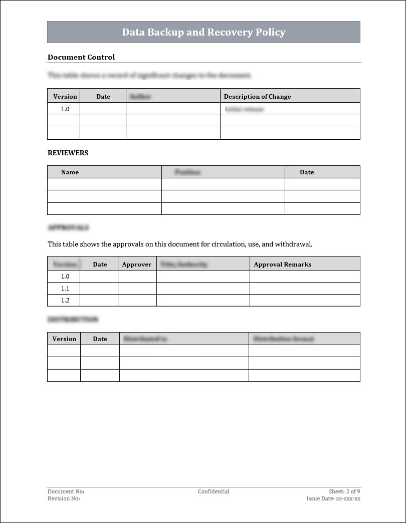 ISO 27001:2022 - Data Backup And Recovery Policy Template