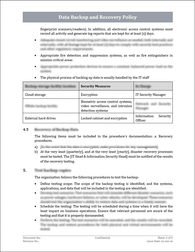 ISO 27001 Data Backup and Recovery Policy Template