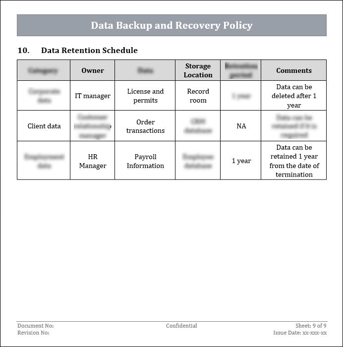 ISO 27001 Data Backup and Recovery Policy Template